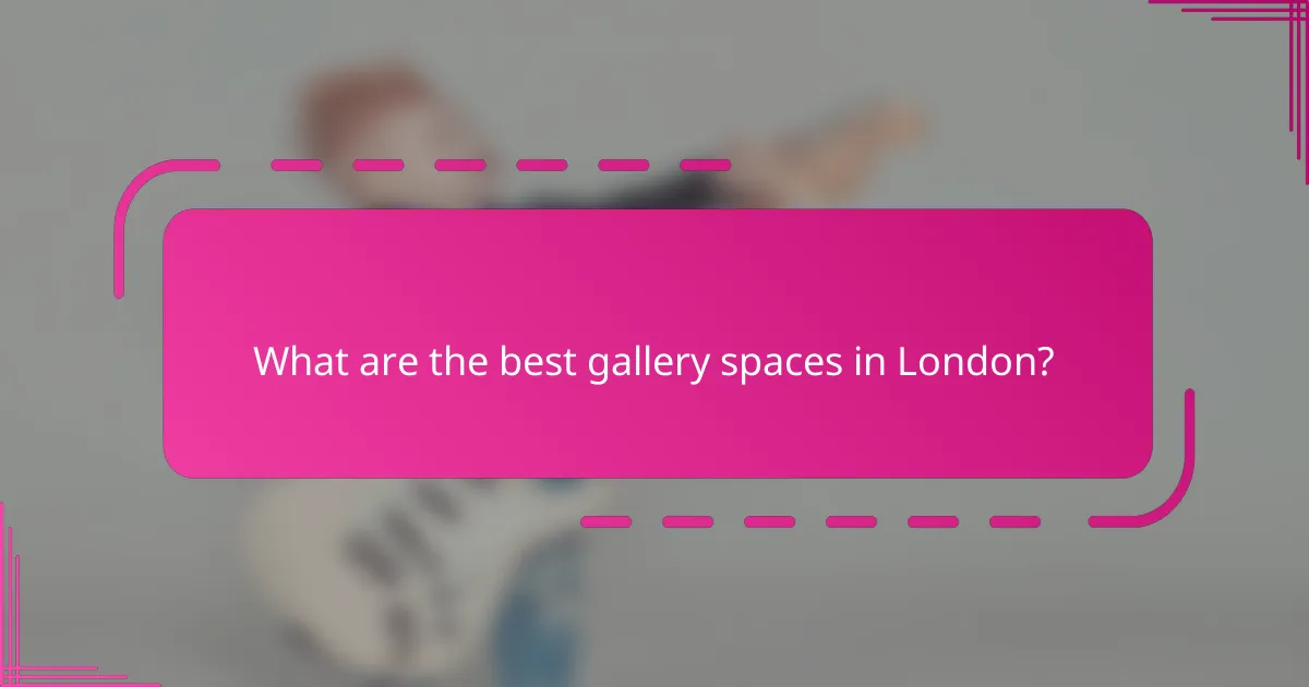 What are the best gallery spaces in London?